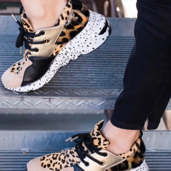 Steve Madden Leopard Print Platform Sneakers - Picture 2 of 8
